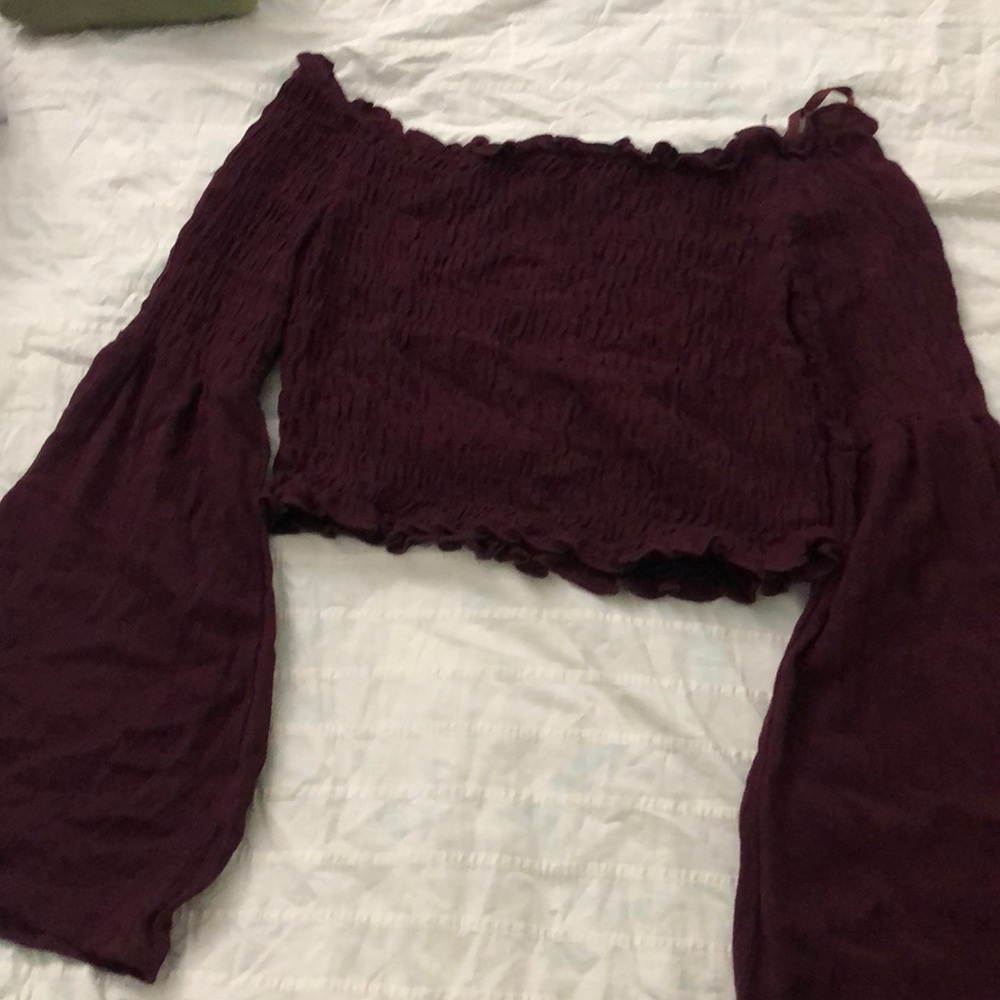 Purple off the shoulder shirt from PacSun